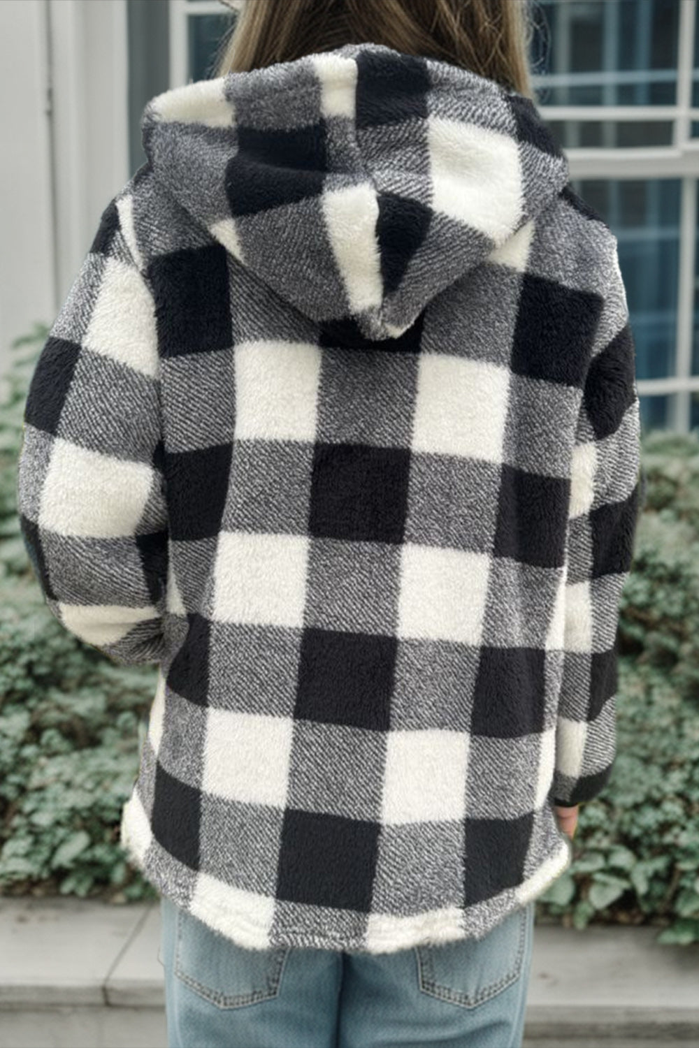 Cozy Plaid Long Sleeve Hooded Coat