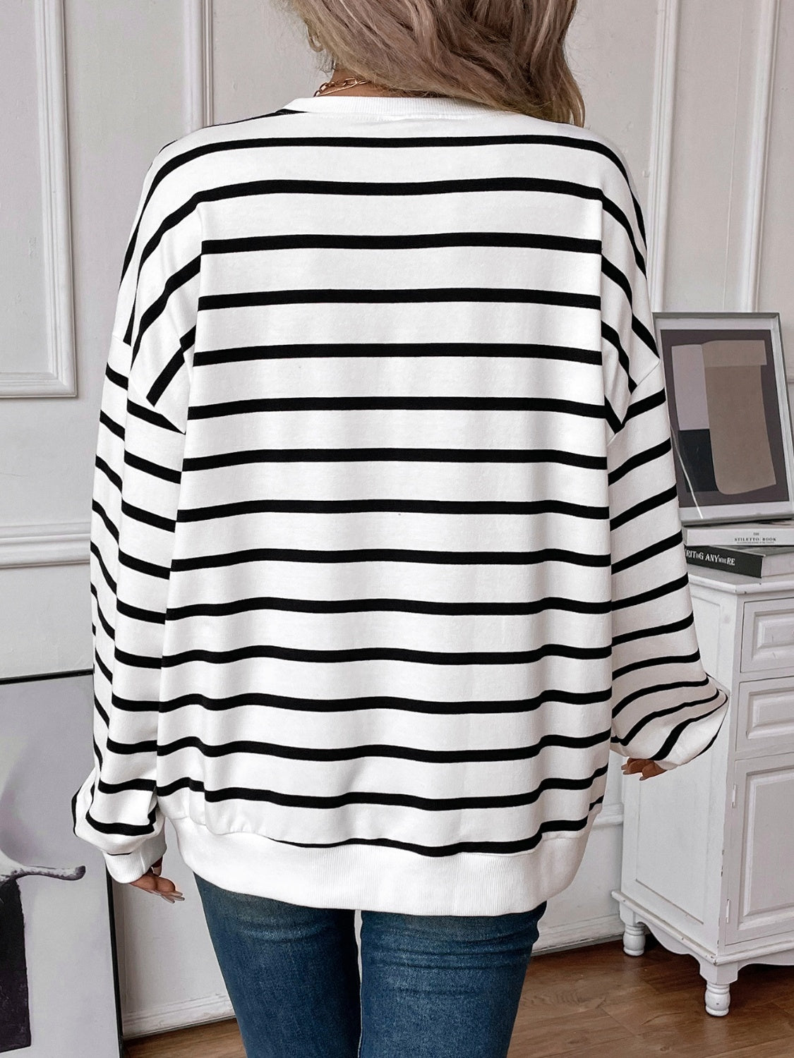 Elevated Everyday Striped Round Neck Long Sleeve Top