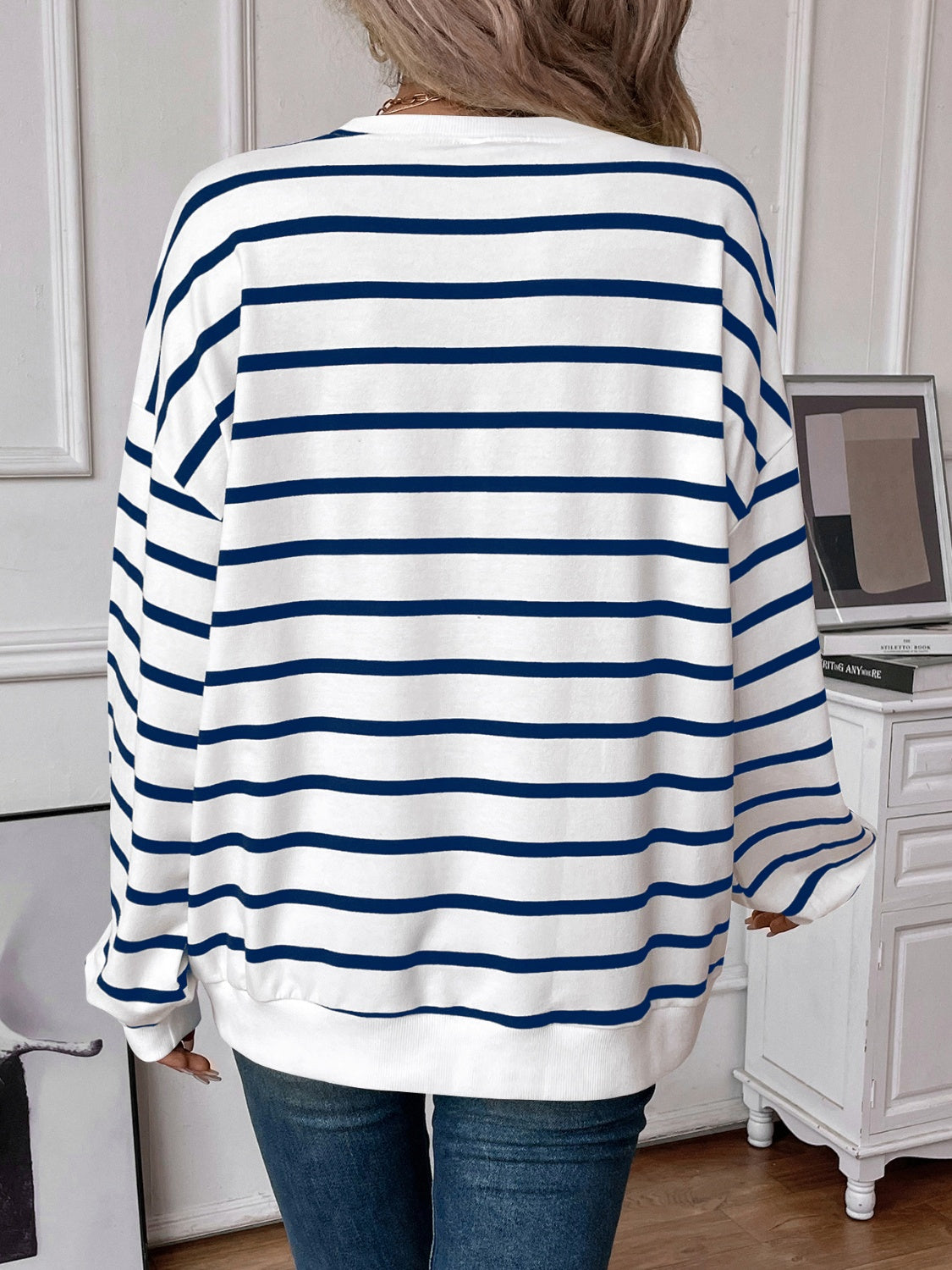 Elevated Everyday Striped Round Neck Long Sleeve Top