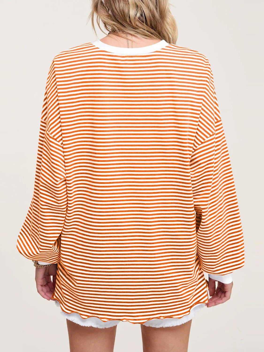 Trendy Contrast Striped Long Sleeve Sweatshirt