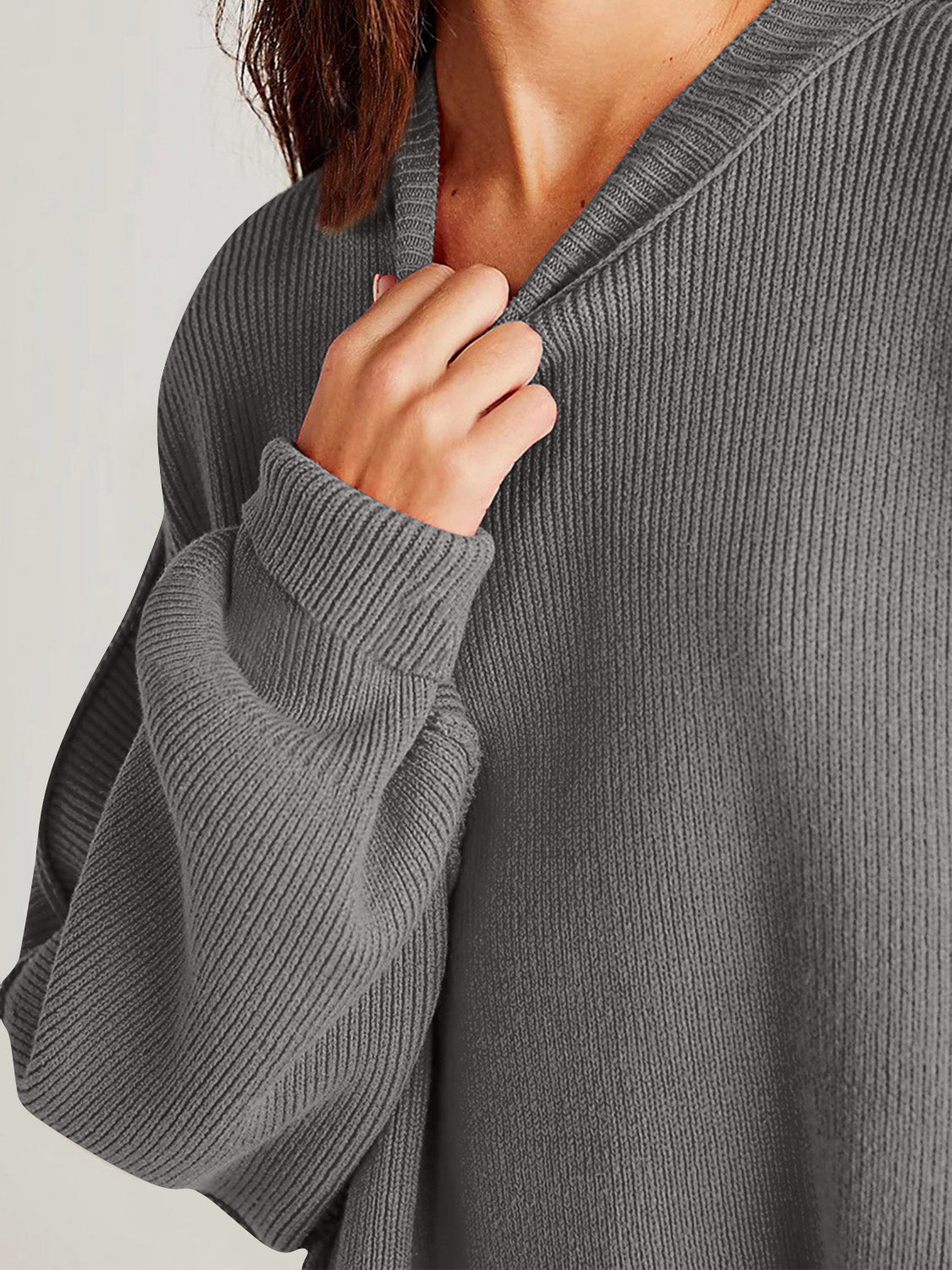 Double Take Side Slit Long Sleeve Sweater