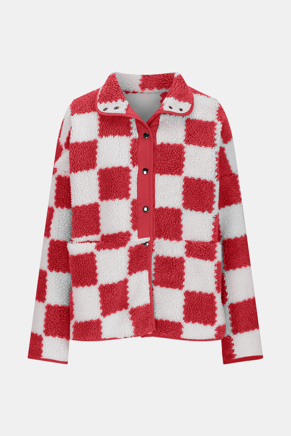 Cozy Vibes Checkered Teddy Jacket