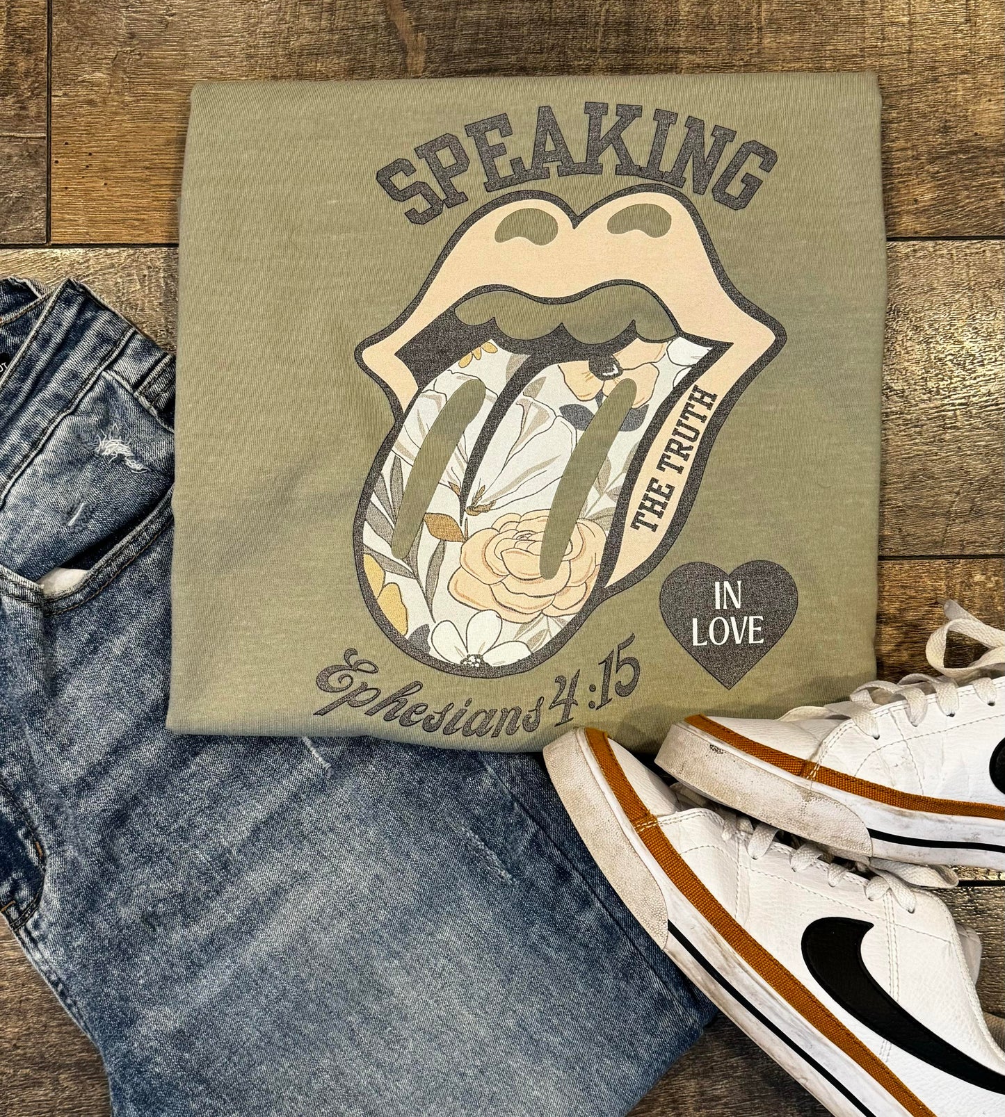 Speaking the Truth Graphic Tee in Sandstone