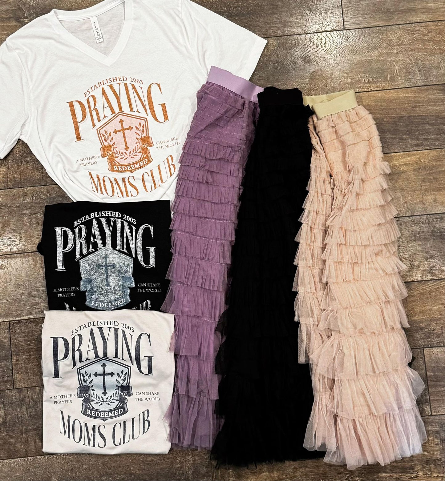 Praying Moms Club Graphic Tee in V-neck