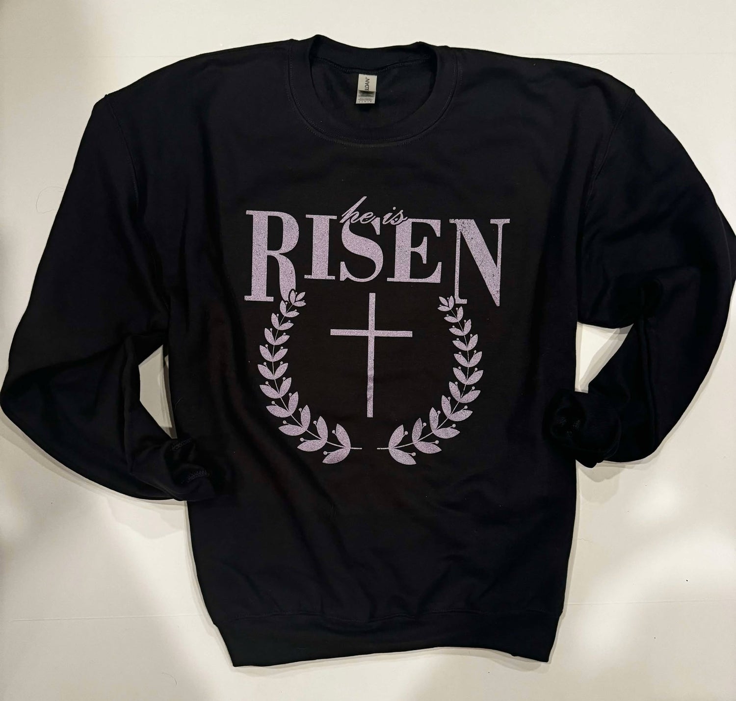 DOORBUSTER Risen graphic crewneck with purple glitter