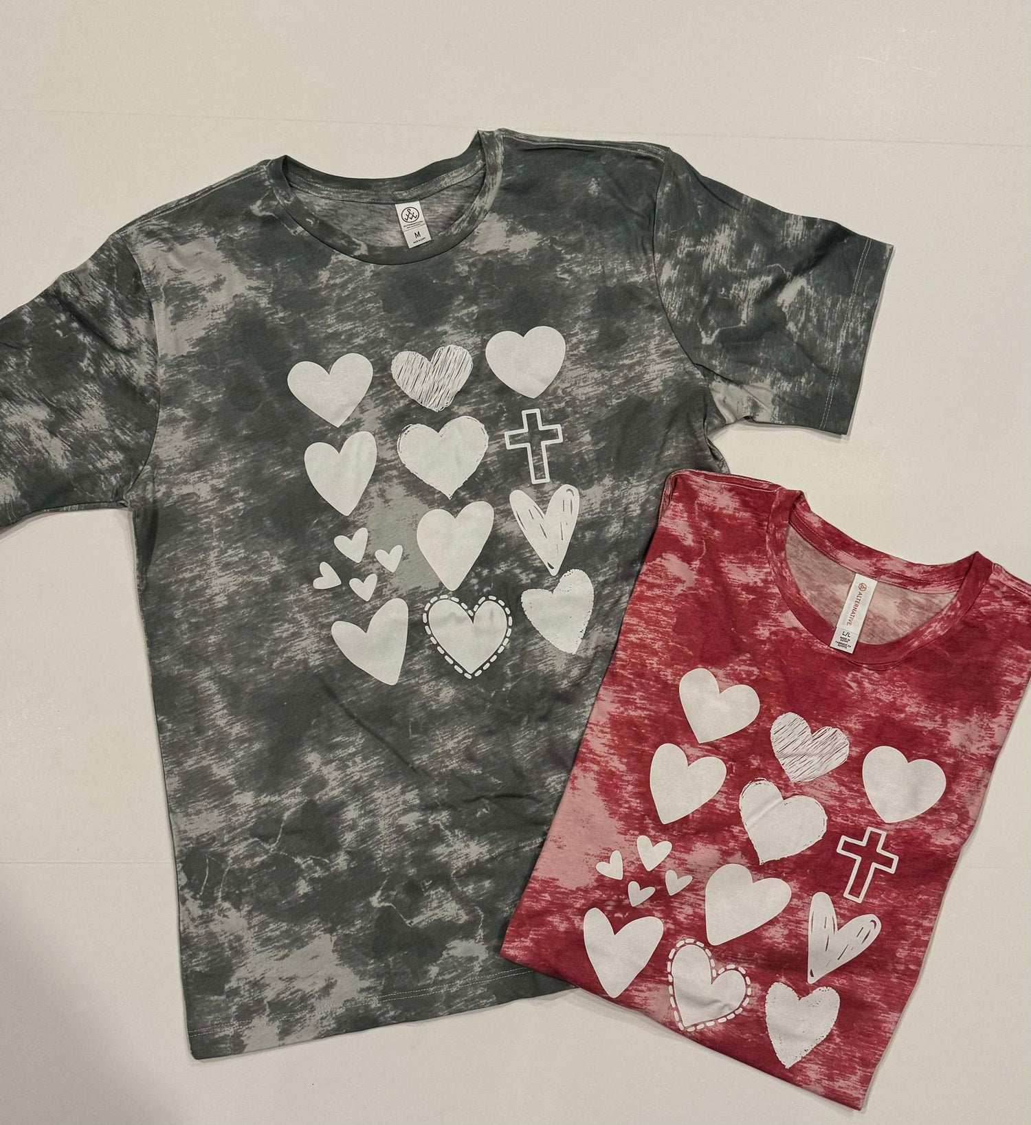 DOORBUSTER Tie Dye Heart & Cross Graphic  Tee