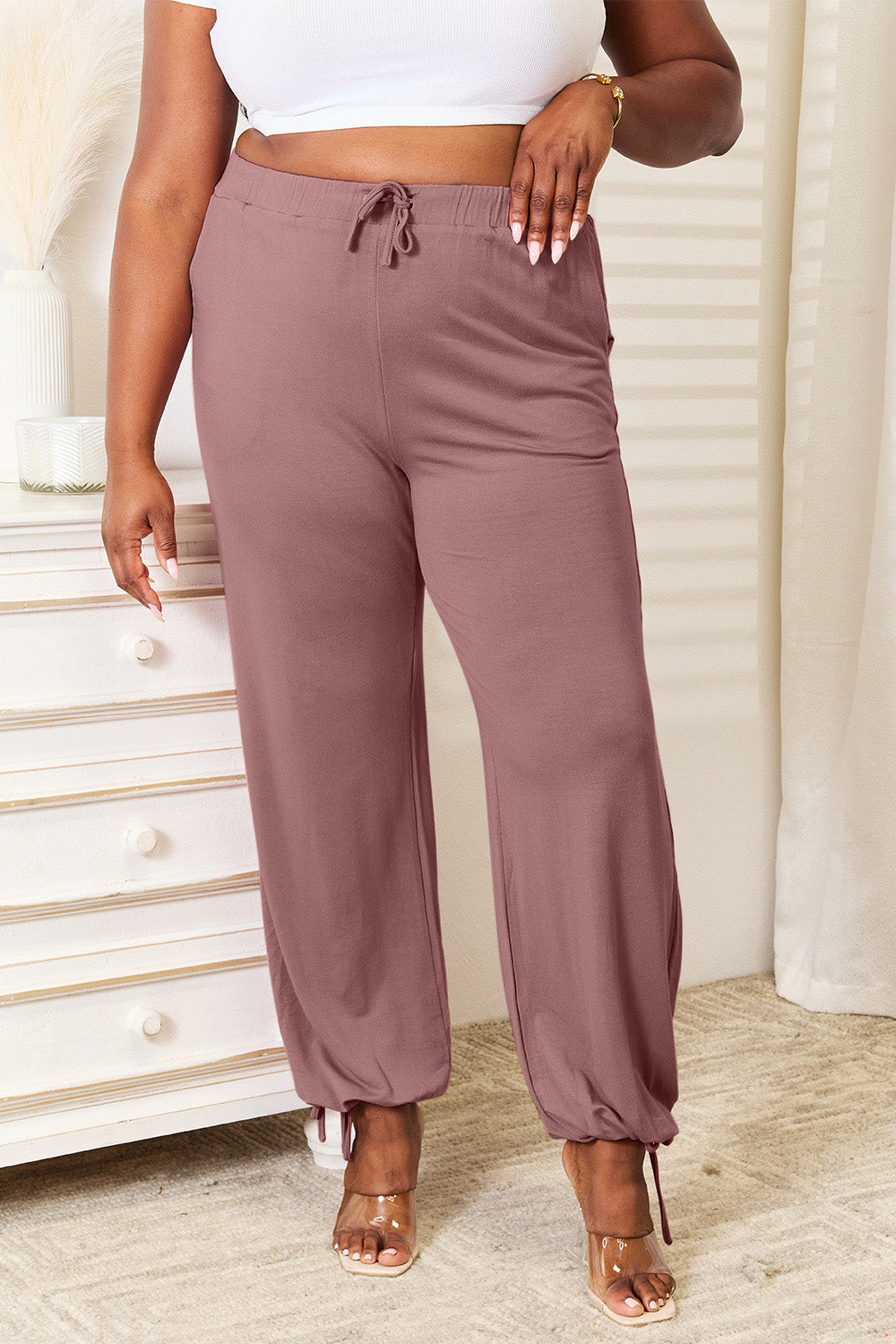 Days of Traveling Soft Rayon Drawstring Waist Pants with Pockets