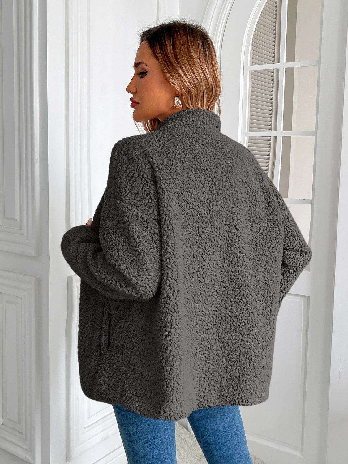 Wrap yourself in warmth Zip Up Long Sleeve Fuzzy Jacket