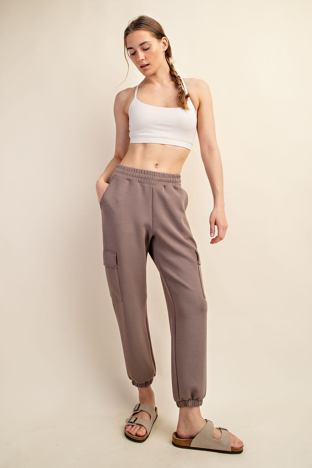 Take the Trip Scuba Cargo Jogger Pant in Mocha