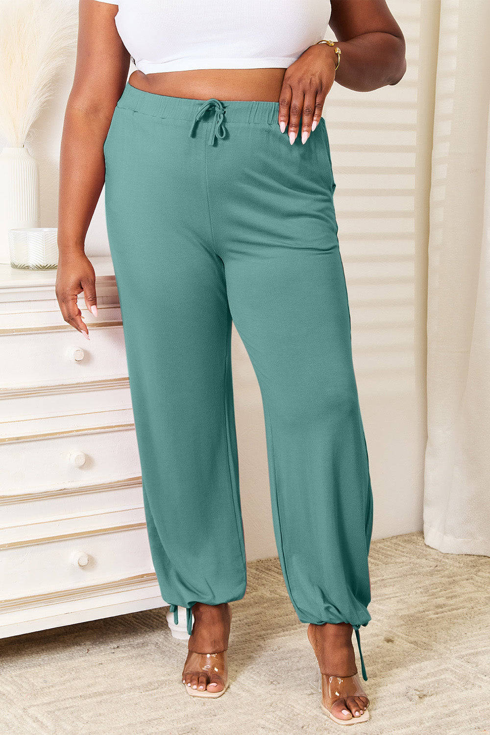 Days of Traveling Soft Rayon Drawstring Waist Pants with Pockets