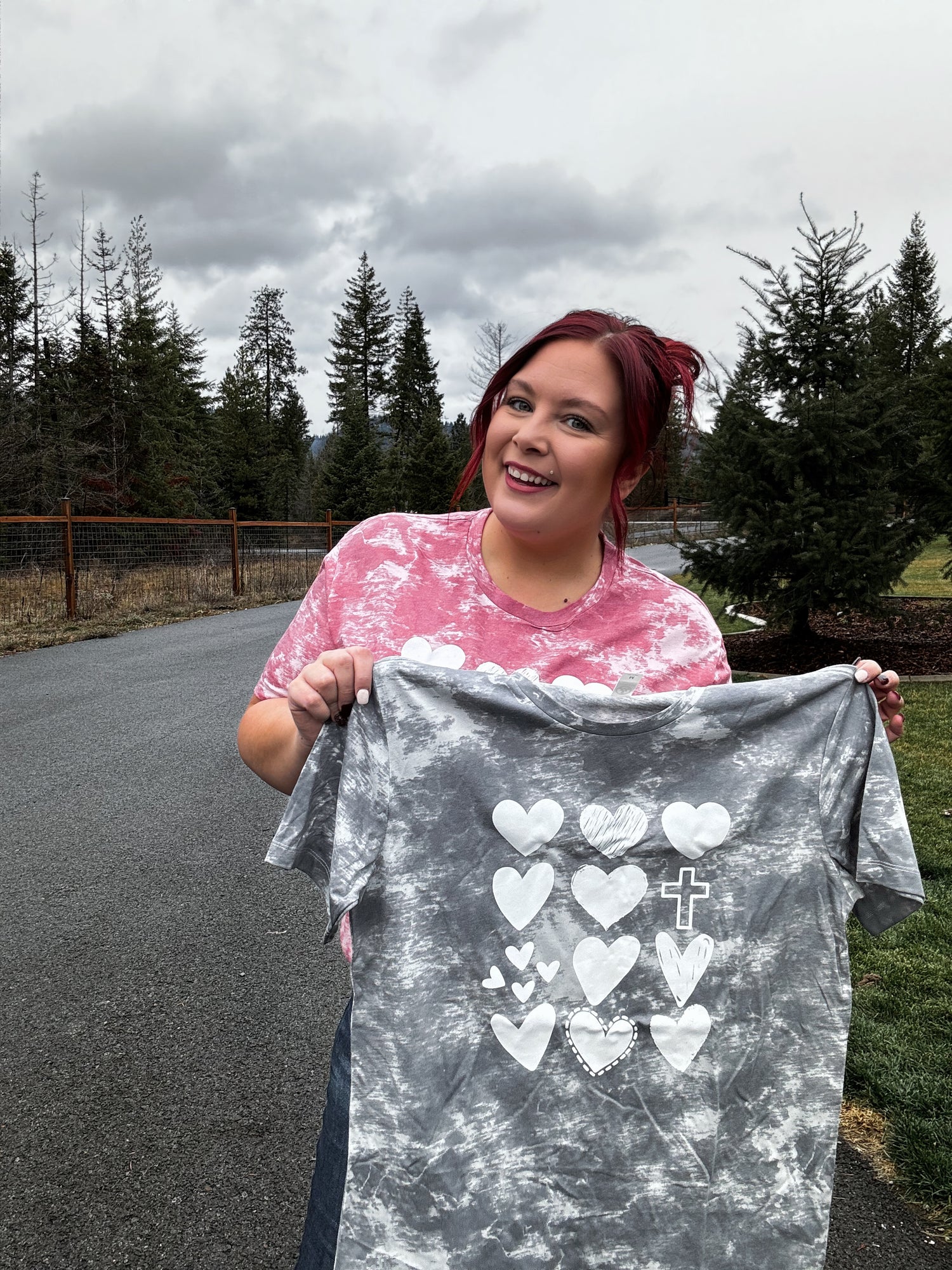 DOORBUSTER Tie Dye Heart & Cross Graphic  Tee