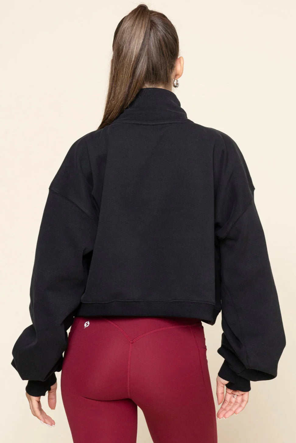 In the Clouds Cropped Half-Zip in Black