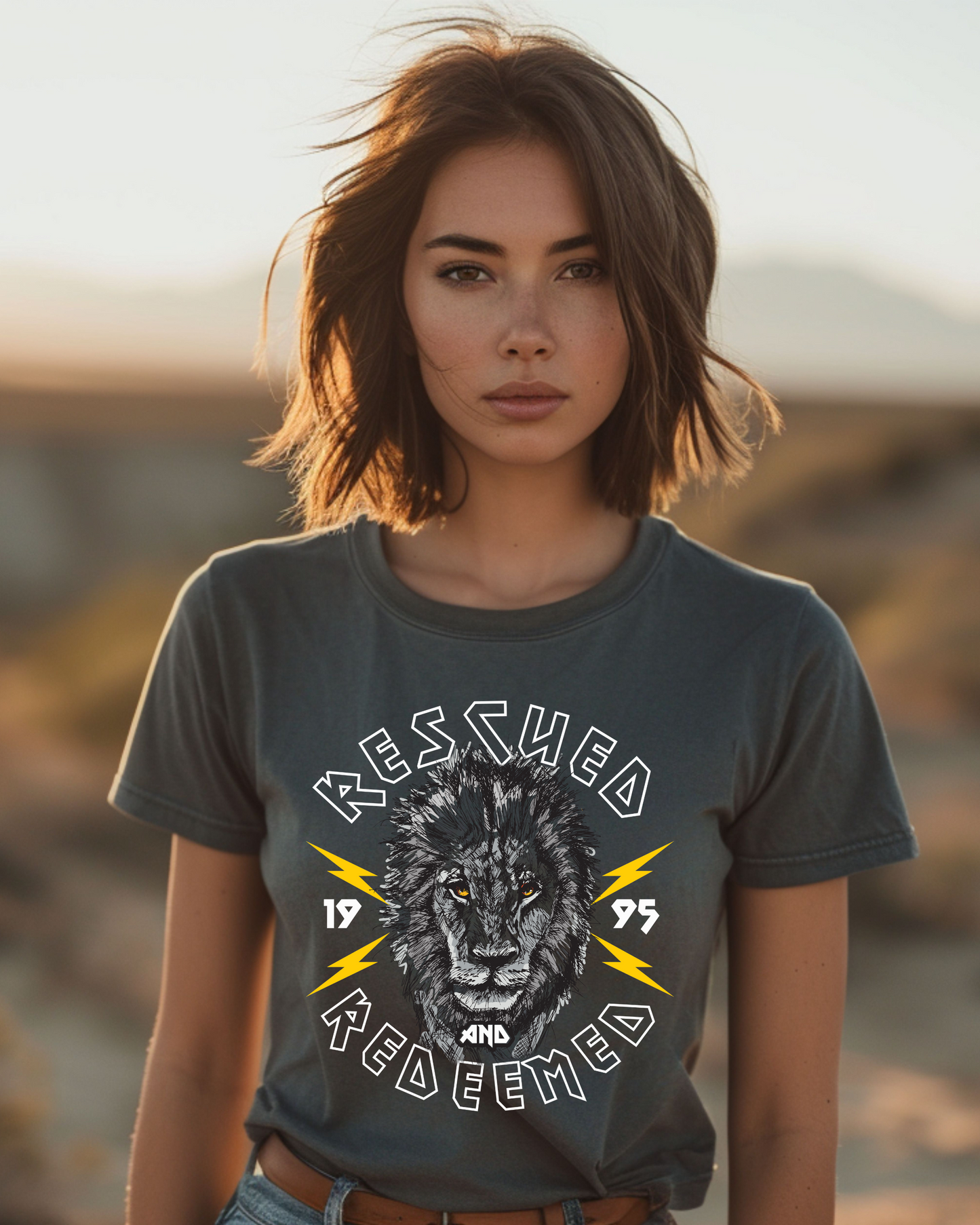 Rescued and Redeemed Lion Graphic Tee