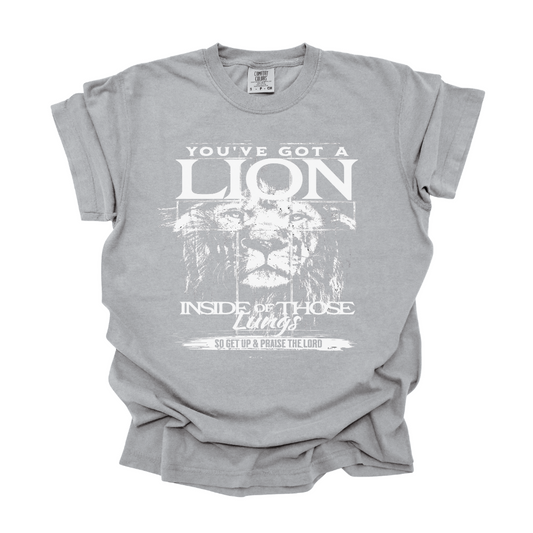 You've Got a Lion Inside Those Lungs Grey Graphic Tee