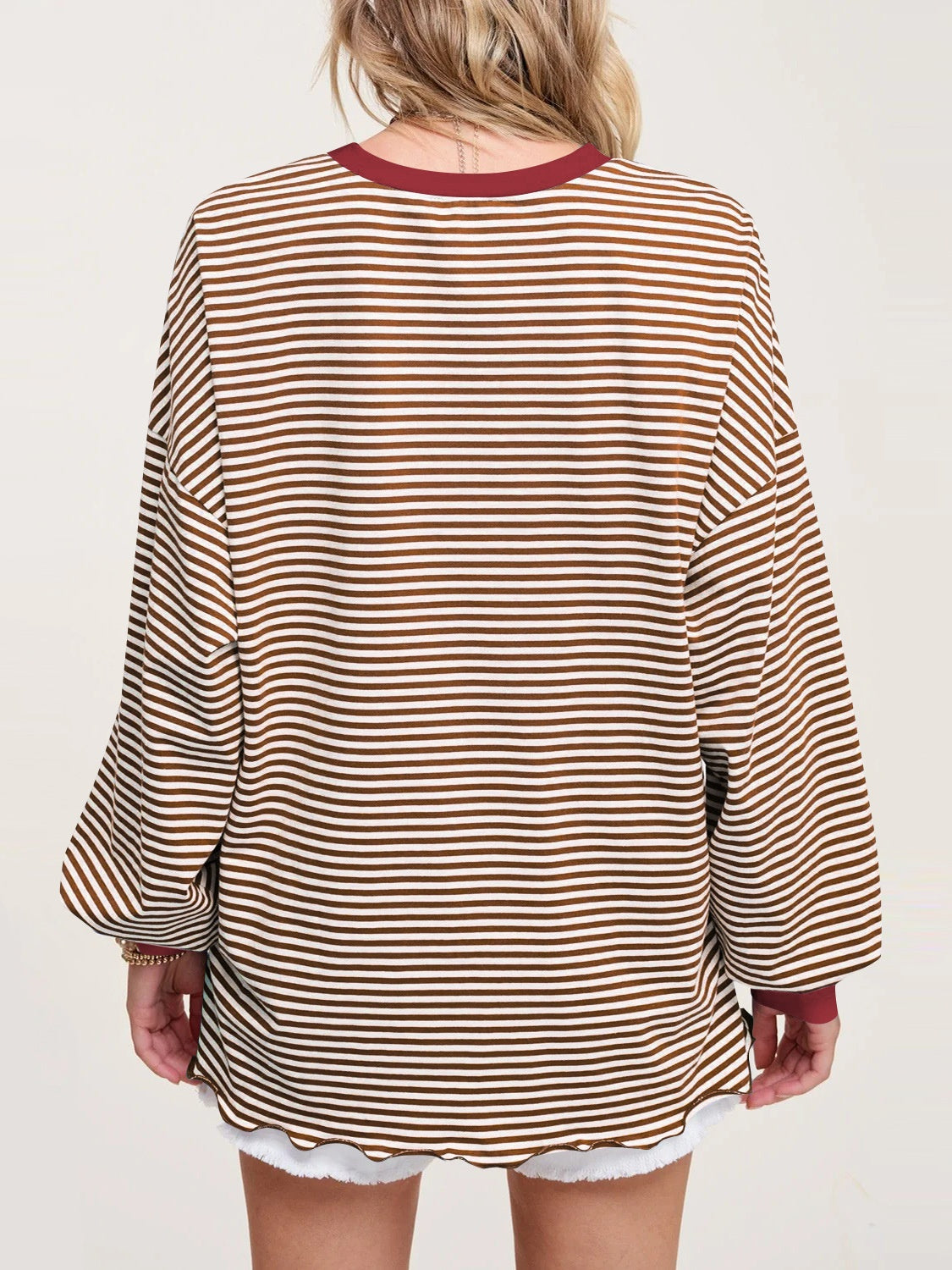 Trendy Contrast Striped Long Sleeve Sweatshirt