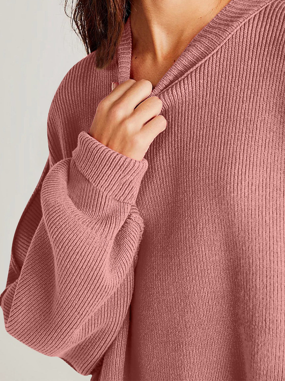 Double Take Side Slit Long Sleeve Sweater