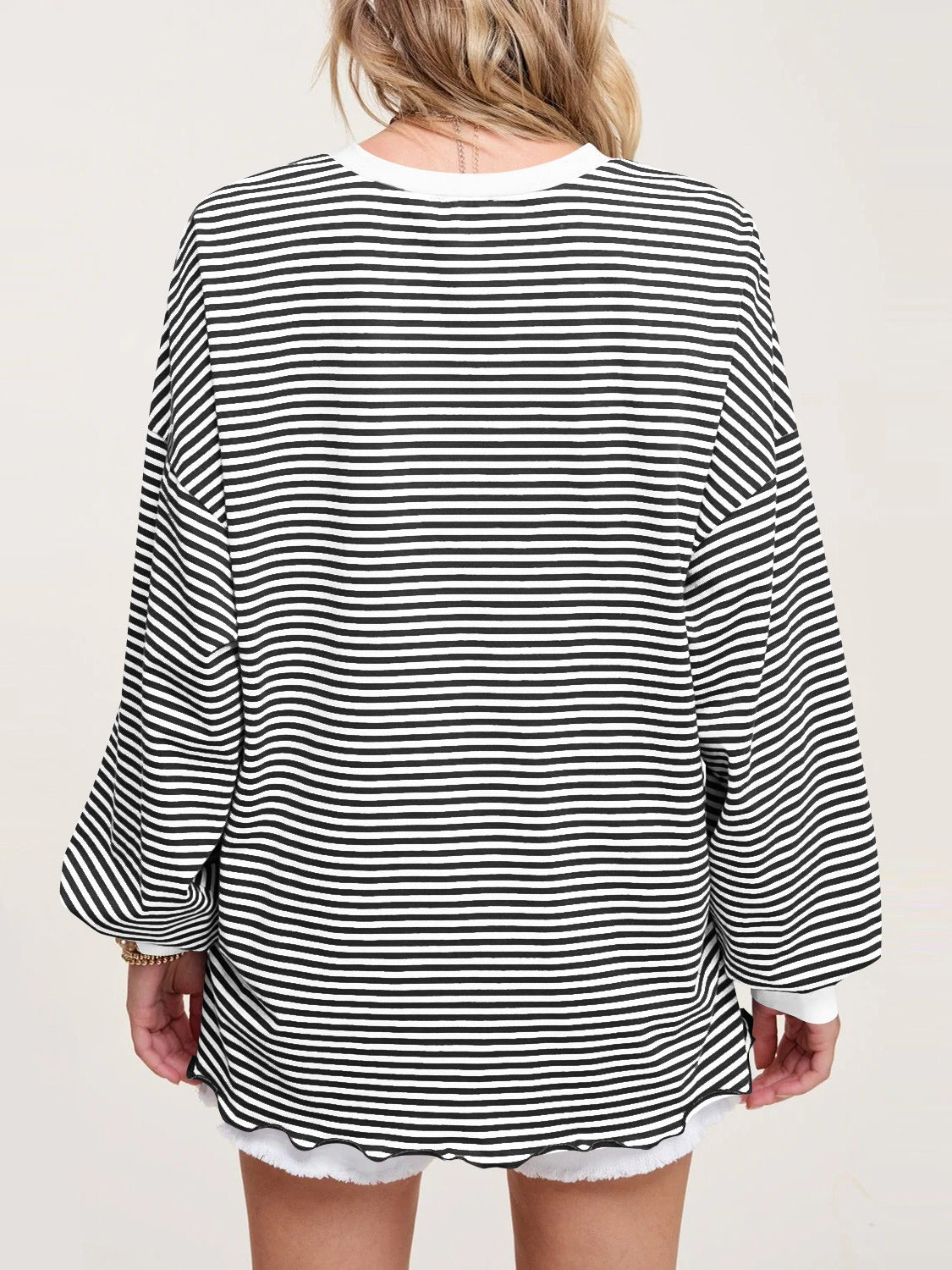 Trendy Contrast Striped Long Sleeve Sweatshirt