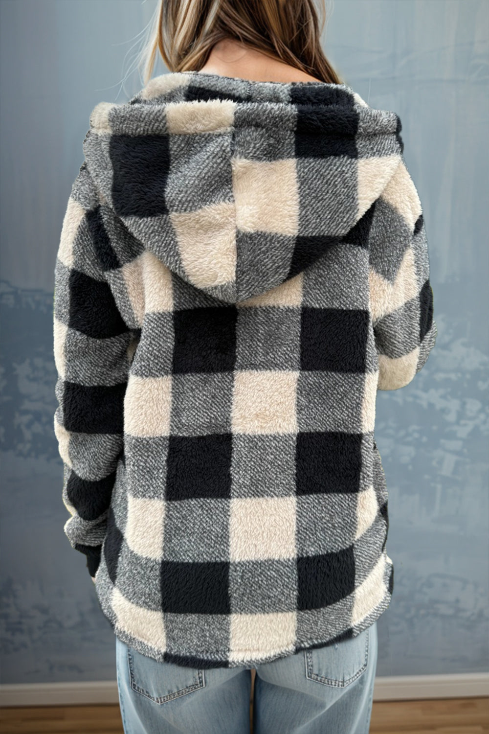 Cozy Plaid Long Sleeve Hooded Coat