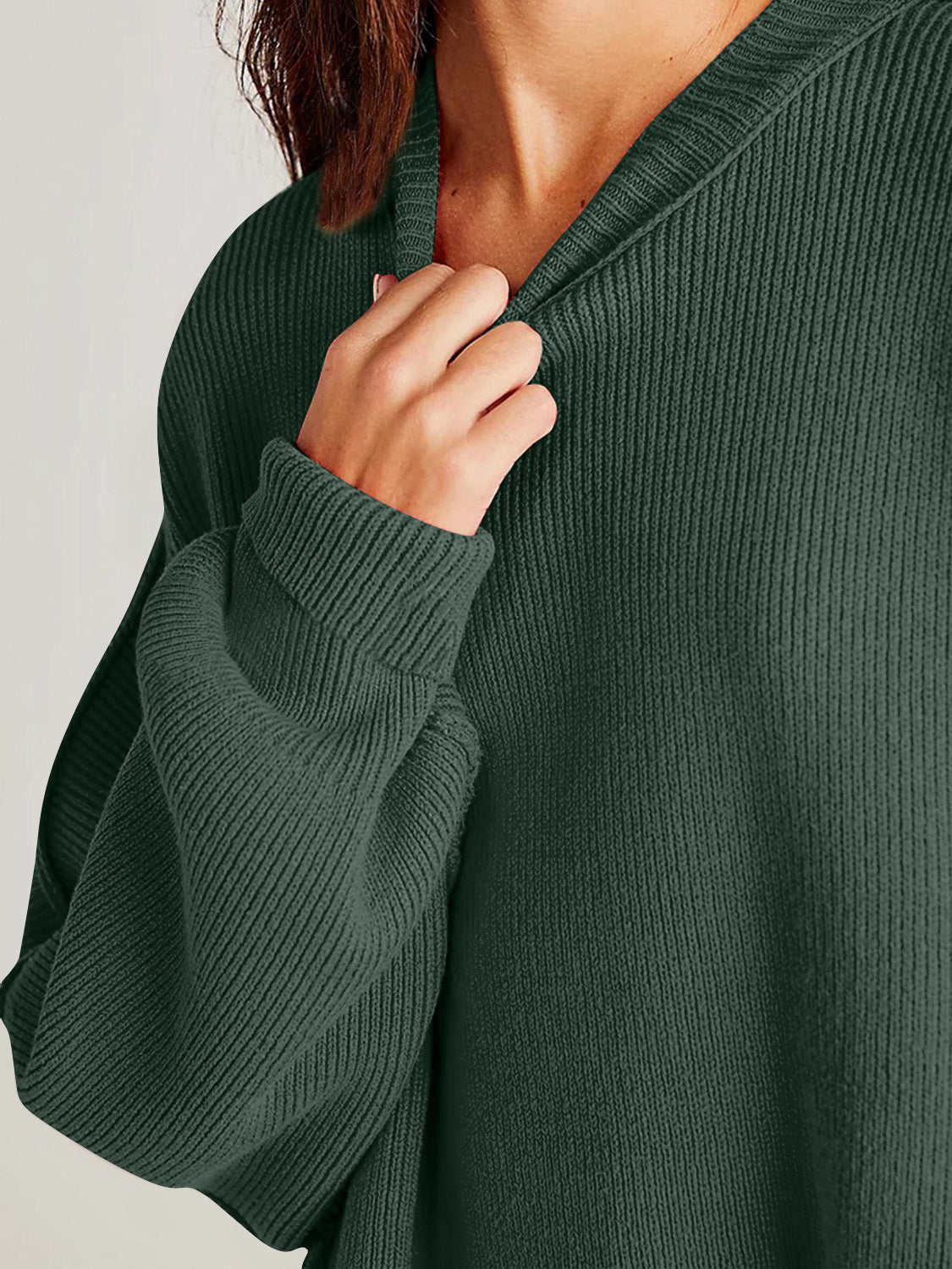 Double Take Side Slit Long Sleeve Sweater