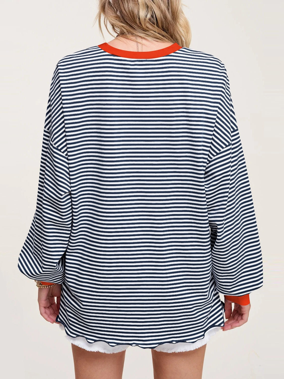 Trendy Contrast Striped Long Sleeve Sweatshirt