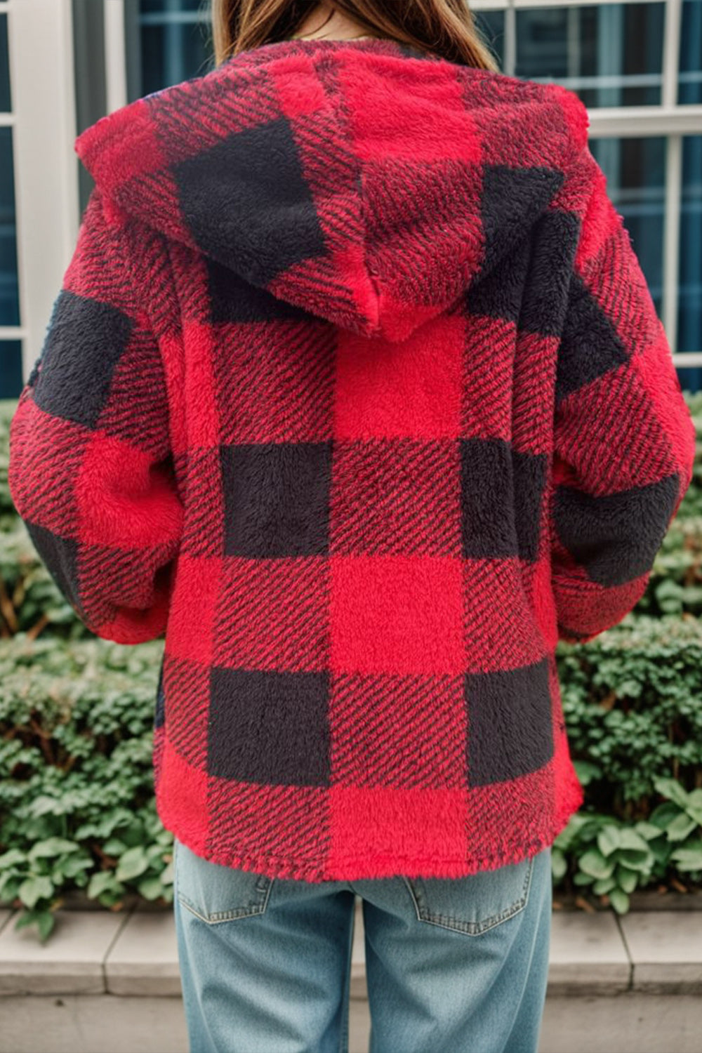 Cozy Plaid Long Sleeve Hooded Coat