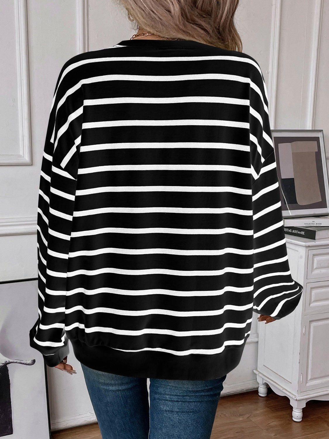 Elevated Everyday Striped Round Neck Long Sleeve Top