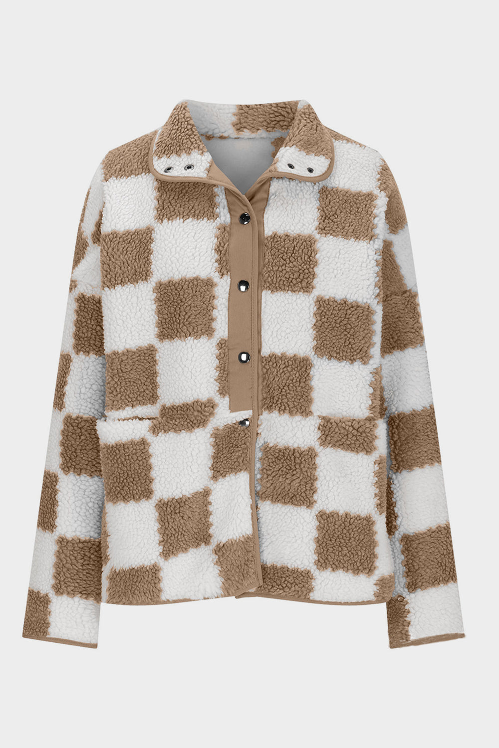 Cozy Vibes Checkered Teddy Jacket