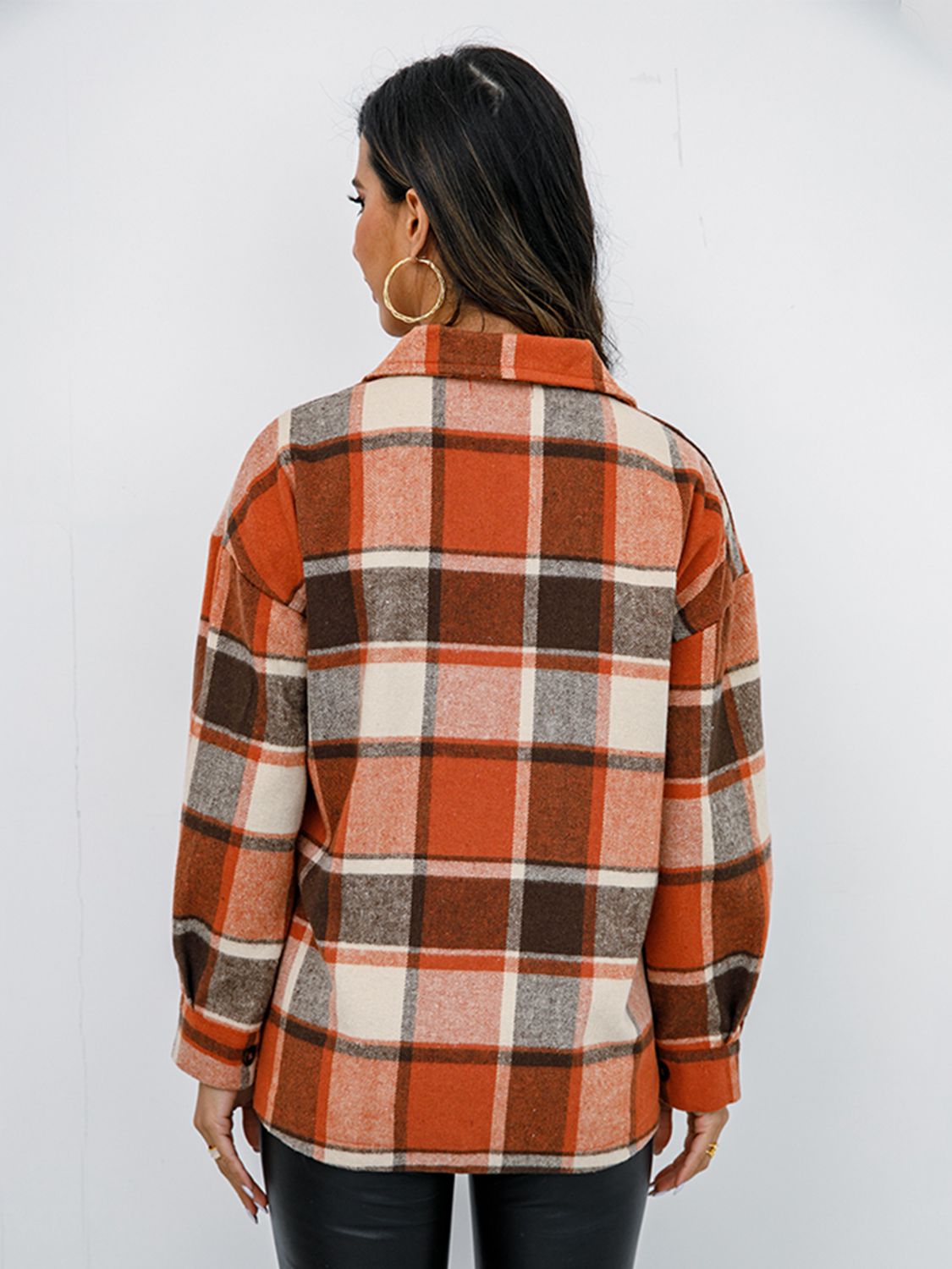 Fall in Bloom Plaid Button Up Collared Neck Shacket