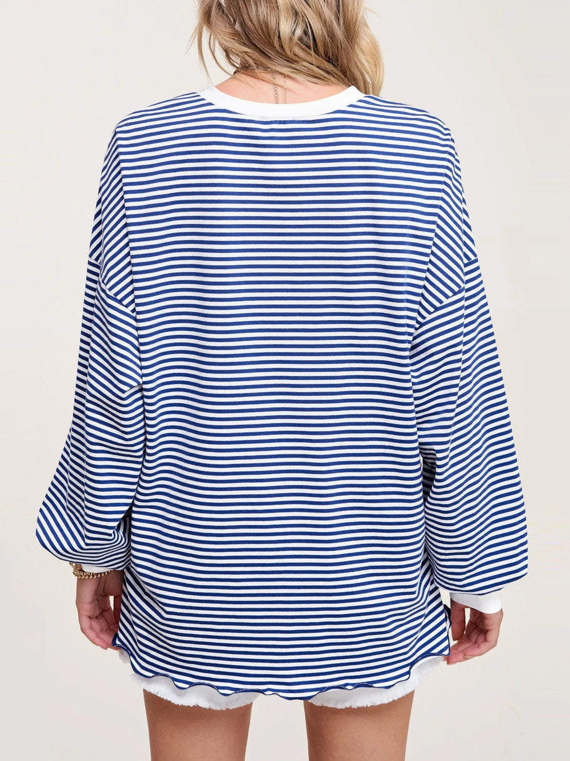 Trendy Contrast Striped Long Sleeve Sweatshirt