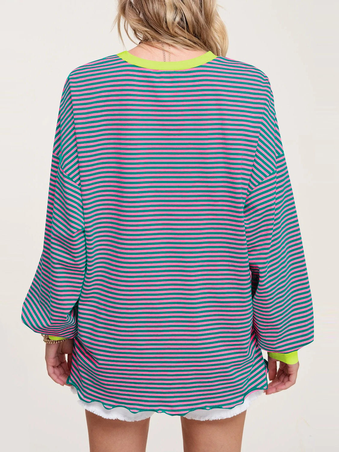 Trendy Contrast Striped Long Sleeve Sweatshirt