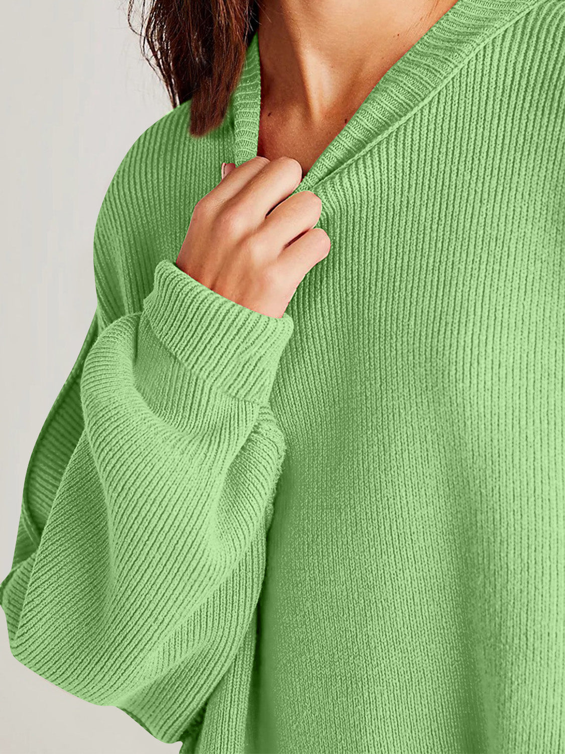 Double Take Side Slit Long Sleeve Sweater