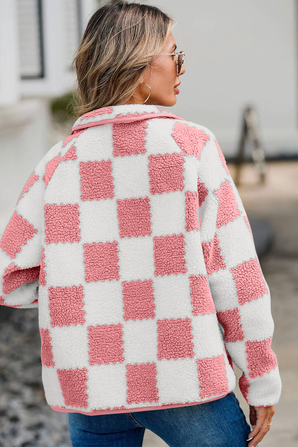 Cozy Vibes Checkered Teddy Jacket